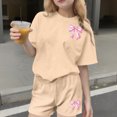 thumbnail image 2 of Robe d'Été à Manches Courtes Haut à Manches Courtes et Short Ensemble Deux Pièces pour Enfants Mignonne Détente d'Été Col Rond, 2 of 8
