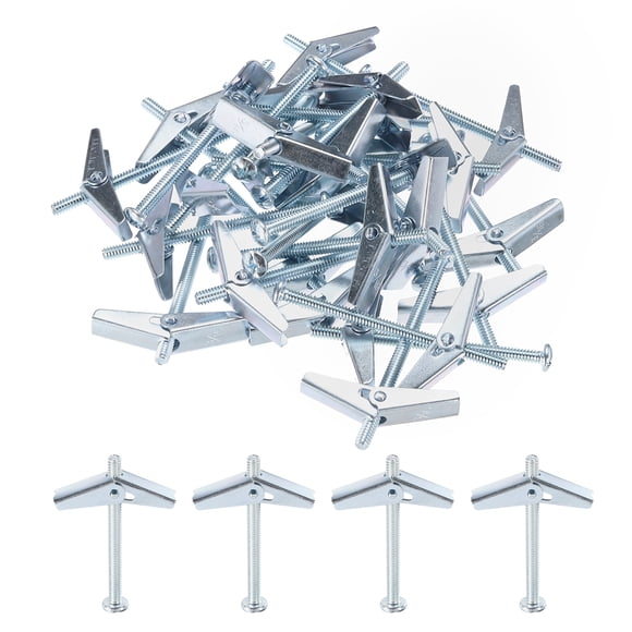 Uxcell 20Pack Spring Toggle Bolt Anchors, 3/16"x3" Butterfly Anchors Carbon Steel Round Head Toggle Bolt