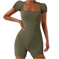 thumbnail image 1 of LOVZFMLL Women's Summer Yoga Short Sleeve Neck Short Jumpsuit Motion Rompers Outfit Army Green XXL, 1 of 5