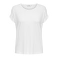 thumbnail image 1 of ONLY T-shirt pour Femme, à Manches Courtes - Haut à Col Rond ONLMOSTER, Col Rond, Mélange de viscose Extensible Blanc P (Petit), 1 of 6