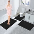 thumbnail image 2 of Bigersell Rectangular Rug Shape Clearance Water Absorption Soft and Comfortable Easy to Dry Machine Wash Bathroom Mat Bathroom Floor Mat Black, 2 of 8