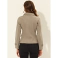 thumbnail image 4 of INSPIRE CHIC Women's Winter Worsted Notched Lapel Double Breasted Short Peacoat Light Brown M, 4 of 6