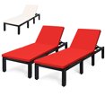 thumbnail image 1 of Costway Lot de 2 Chaises Longues Inclinables en Rotin pour Patio, Ajustables, avec Housse Rouge et Blanc Cassé, 1 of 8