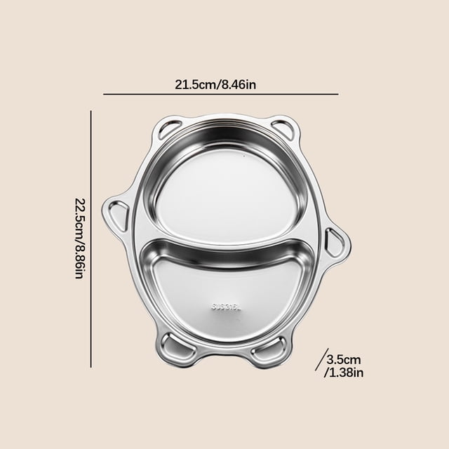 Fridja Clearance Under 5$ Stainless Steel Children's Divided Dining Tray Baby Tableware Eating Home Cute Divided Dining Tray