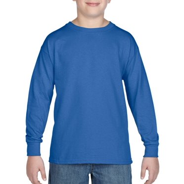 Gildan Youth Heavy Cotton Long Sleeve T-Shirt, M, Royal