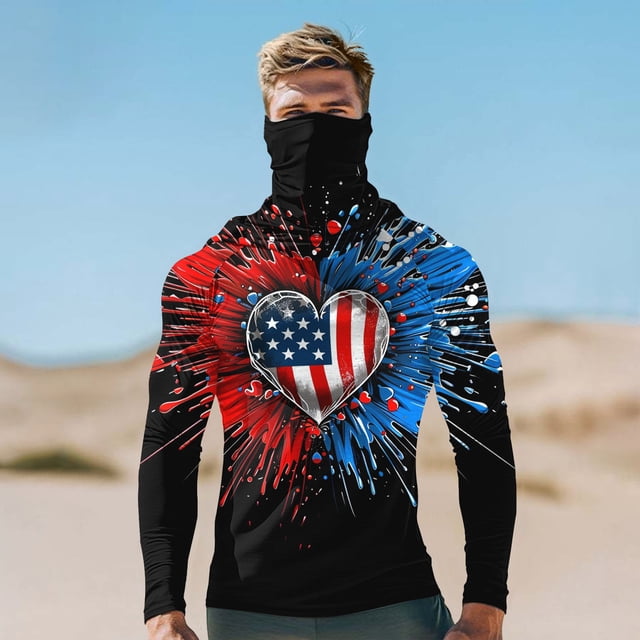 Handshe Chemise à Capuche Imprimée d'Été pour Homme, Légère et Respirante, Protection UV UPF 50+, Design Simple, Haut à Capuche de Plein Air pour la Randonnée, la Course et la Protection Solaire, Grande Taille