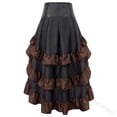 thumbnail image 1 of Aocisk Women's Halloween Lace Drawstring Patchwork Tiered Ruffle Skirt with Irregular Hem for Parties Brown XXXL, 1 of 5