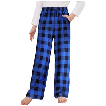 FAIWAD Pajama Pants for Girls Comfy Elastic Waist Plaid Soft Lounge Pjs Bottoms with Pockets Loungewear