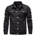 thumbnail image 2 of LOVZFMLL Jackets for Men's Solid Color Button Pocket Slim Fashion Casual Work Denim Jacket, 2 of 3