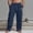 Style2-Navy mens pants, variant on Mceream Mens Linen Cargo Pants Elastic Drawstring Waist Lightweight Summer Beach Pants Solid Color Casual Straight Trousers Ropa De Hombre Black XL
