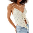 thumbnail image 3 of Gupgi Women's Camisole Tops Sleeveless V Neck Irregular Ruffle Tops Tie Up Crop Tops, 3 of 7