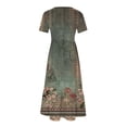 thumbnail image 4 of Dvkptbk Robes d'Été pour Femmes 2024 à Manches Courtes, Robes Midi Évasées, Robe T-Shirt Décontractée à Motif Floral, Robe de Plage Fluide avec Poches P-2TG, 4 of 4