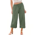 thumbnail image 1 of Yuyuzo Wide Leg Pants for Women High Waist Cotton Linen Drawstring Ruched Solid Color Boho Beach Trousers, 1 of 5