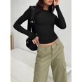 thumbnail image 2 of ORUYROP T-Shirts à Manches Longues pour Femmes Mode Automne 2023 Crop Tops Basiques Ajustés Y2K, 2 of 5