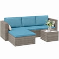 thumbnail image 1 of Outsunny Ensemble de Canapé et Table Basse de Patio en Rotin Osier 3 Pcs - Bleu, 1 of 10