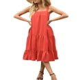 thumbnail image 1 of Robe Maxi Ample à Volants Sans Manches à Bretelles Épaisses Réglables pour Femmes avec Poches, 1 of 7