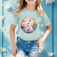 thumbnail image 1 of WEAIXIMIUNG T-Shirt Imprimé à Manches Courtes pour Filles de Pâques, Haut Décontracté 130, 1 of 4