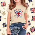 thumbnail image 4 of T-Shirt Graphique à Manches Courtes et Col Rond pour Enfants, Imprimé Drapeau Britannique, Mélange Doux de Polyester et Spandex, Haut Décontracté Respirant, Lavable en Machine, pour Garçons et Filles, 4 of 4