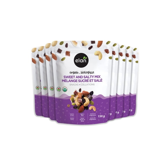 ELAN Organic Gluten-Free Sweet & Salty Mix with Chocolate, Fruit & Nuts, 150g x 8 Pack