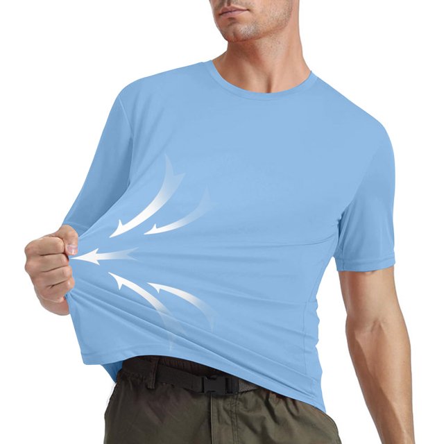 AherBiu Mens Tee Shirts Crewneck Stretch Quick Drying Outdoor Lightweight Performance T-Shirts