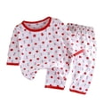 thumbnail image 1 of MIASHUI Pyjama 2 Pcs pour Garçons Enfants Filles T-Shirt à Manches Courtes et Pantalon Imprimé Mignon Tenue de Nuit, Rouge, 5-6 Ans, 1 of 3