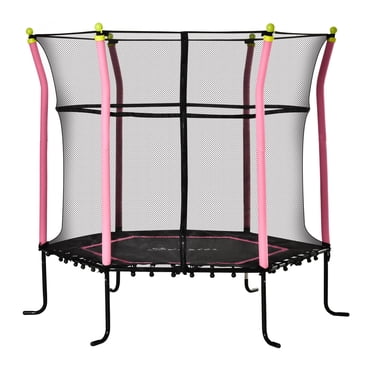 Soozier Trampoline pour Enfants de 63 Pouces avec Filet de Protection pour l'Intérieur, Rose