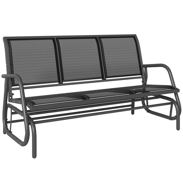 Outsunny Chaise Berçante d'Extérieur à 3 Places, Chaise Berçante de Patio, Noire