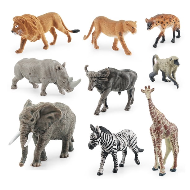 Simulation Zoo Animal Model Toys For Zebra Lion Rhino Elephant