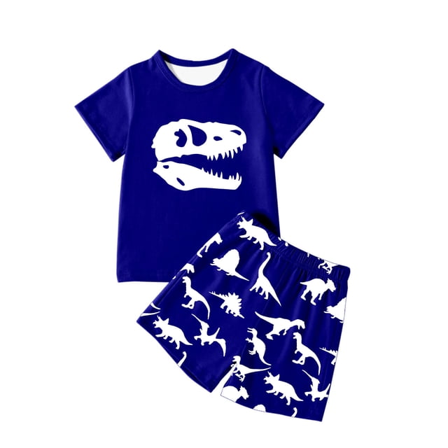 Kid Boy Outfit Set Summer Clothes Pullover Dinosaur T Shirts + Shorts Set Boys 5T Clothes