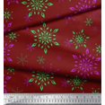 thumbnail image 2 of Soimoi Red Rayon Fabric Snow Flakes Floral Print Fabric by the Yard 56 Inch Wide, 2 of 5
