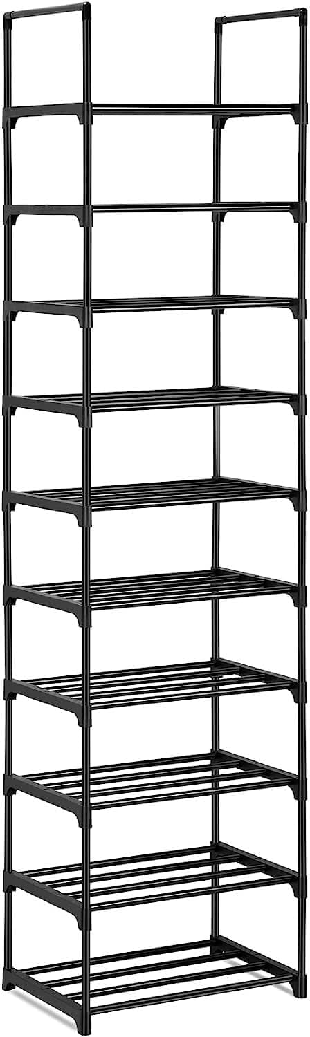 Stanz (TM) 10 Tier 20 Pairs Shoe Rack, Shoe Tower Shelf Entryway Cabinet Storage Organizer, Black