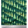 thumbnail image 1 of Soimoi Green Poly Georgette Fabric Christmas Tree Decor Fabric Printed Yard 42 Inch Wide, 1 of 3