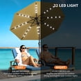 thumbnail image 3 of 10FT Solar Patio Umbrella with 32 LED Lights – Crank Lift, 30° Tilt, 8 Sturdy Ribs, UV Protection – Outdoor Market Parasol for Pool, Deck, Garden, Balcony – Base Included–Color: European 4 Khaki+Vine, 3 of 7