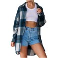 thumbnail image 1 of IROINID Surchemise pour Femmes, Veste à Manches Longues à Carreaux, Col Rabattu, Veste d'Hiver Ample, 1 of 8