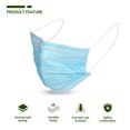 thumbnail image 2 of Disposable Face Mask masque jetable with Elastic Ear Loop 3 Ply Breathable & Comfortable for Blocking Dust Air Pollution Protection,10/20/30/40/50pcs, 2 of 7