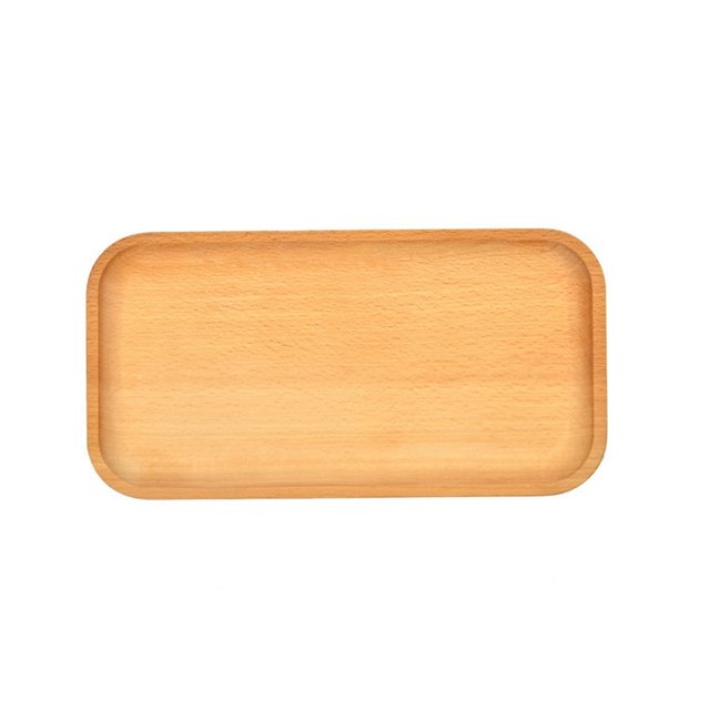 Storage Tray Multipurpose 4 Shapes Solid Wood Square Rectangle Ellipse Dinner Breads Plate Home Supplies