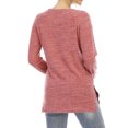 thumbnail image 4 of Women Side Split Hem Crew Neck Long Sleeve Plain Shirt, 4 of 5