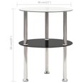 thumbnail image 4 of vidaXL 2-Tier Side Table Transparent & Black 38 cm Tempered Glass, 4 of 5
