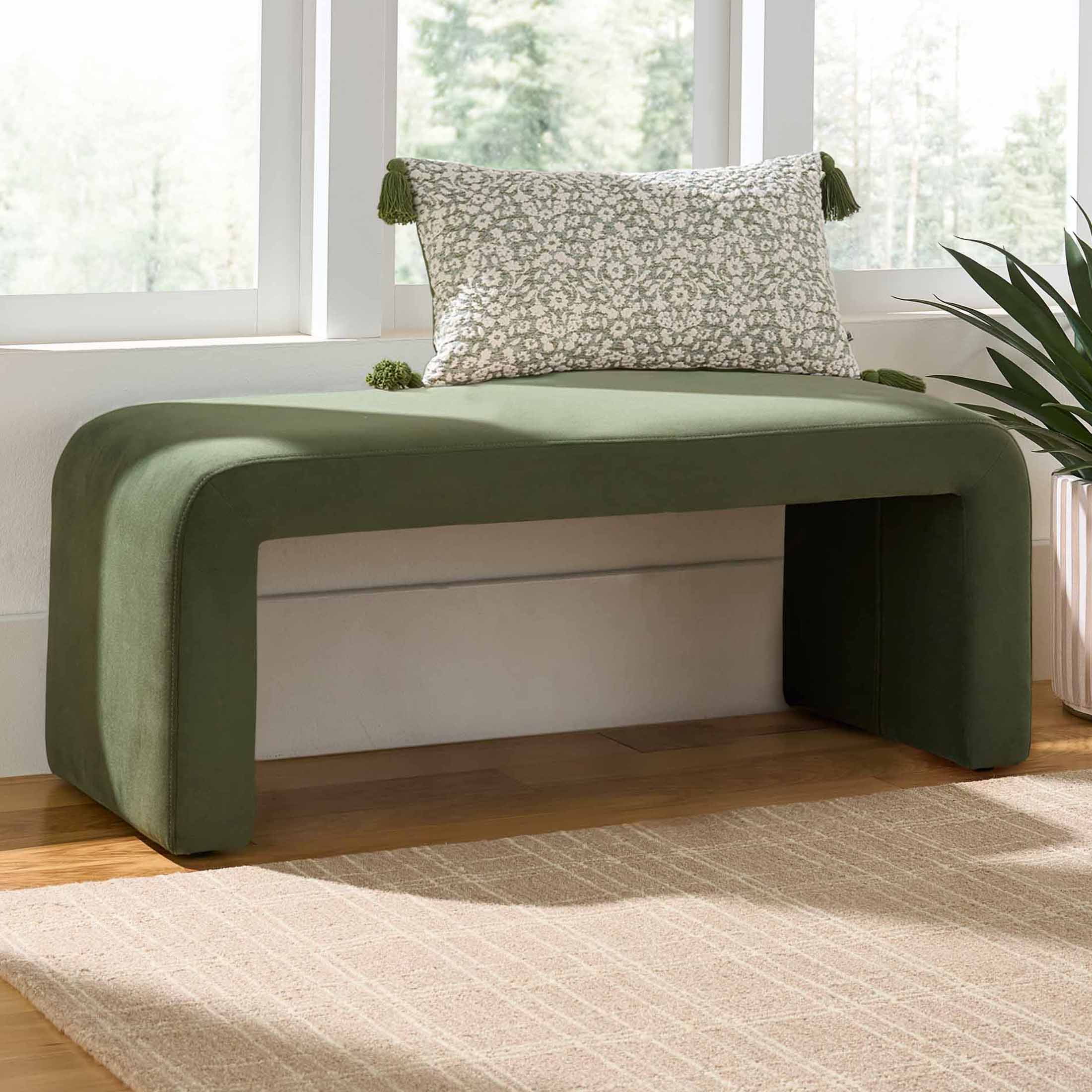 Better Homes & Gardens Juliette Velvet Banc, Olive