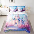 thumbnail image 2 of Erosebridal Ensemble de Literie Fleurs de Cerisier Roses Taille Grand, Ensemble de Lit Château de Fée, Décor de Dessin Animé, Réversible 7 Pcs, 2 of 5