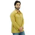 thumbnail image 2 of Atasi Kurta Beige pour Homme Chemise à Col Rabattu Col Ethnique Indien Vêtements-Petit, 2 of 7