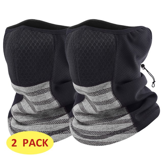 Neck Gaiter Windproof Ski Mask 2 Pack for Men Women Cold Weather Outdoors Light Gray