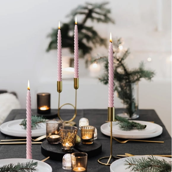 Uscallm Long Thread Candles Wedding Banquet Party Holiday Decoration Four-Pack Pink Light Blue Blue Multicolor Mixed Wax Unscented Taper Candle