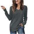 thumbnail image 1 of yoeyez Tunic Sweater for Women Cable Knit Patchwork Sleeve Sweaters Crewneck Raglan Long Sleeve Shirts Fall Fashion Tops 2024 Gray M, 1 of 6