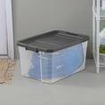 thumbnail image 4 of Sterilite 72 L Bac à loquets, bac de rangement en plastique transparent durable avec couvercle, gris foncé, 4 of 9