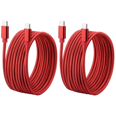 USB C To USB C 60W Cable 10FT, ROFAY [2-Pack] Type C Charger Cord Compatible with iPhone 16 Pro Max 15 Plus, Galaxy S25 Ultra S24 S22/S21/S20+ Ultra, Red