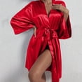 thumbnail image 2 of Ketyyh-chn99 Ensemble de Pyjama Femme Peignoir Femme Nuisette à Manches 9/4 Mariage Demoiselle d'Honneur Silk Cardigan Peignoir Pyjama pour Femme Rouge,m, 2 of 5