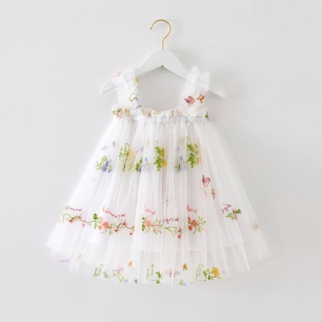 Robes d'Été pour Filles Robe Tutu Sans Manches pour Filles Robe d'Anniversaire pour Fille Robe en Tulle 2-3 Ans