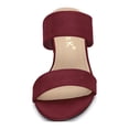 thumbnail image 2 of Women's Dual Straps Mid Chunky Heel Slide Sandals Burgundy 8.5, 2 of 8