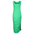 thumbnail image 4 of EQWLJWE Longue Robe pour Femmes Robe d'Été pour Femmes Mode Grande Taille Couleur Unie Col en U Sans Manches Plissée Extensible Fendue, 4 of 6